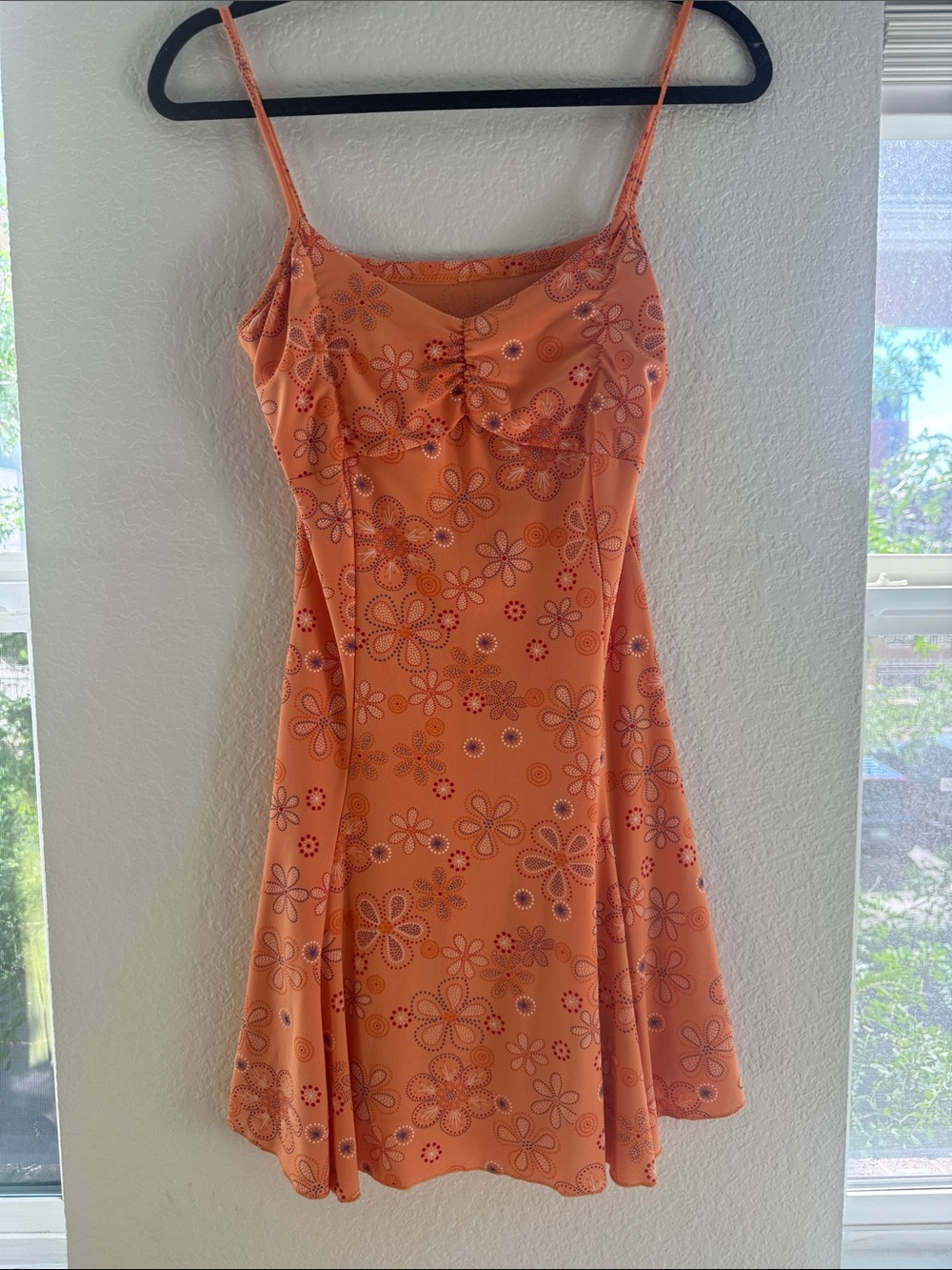 Floral Orange Spaghetti-Strap Dress